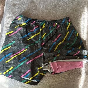 Chubbies Black and Pink Athletic Shorts with Retro Design